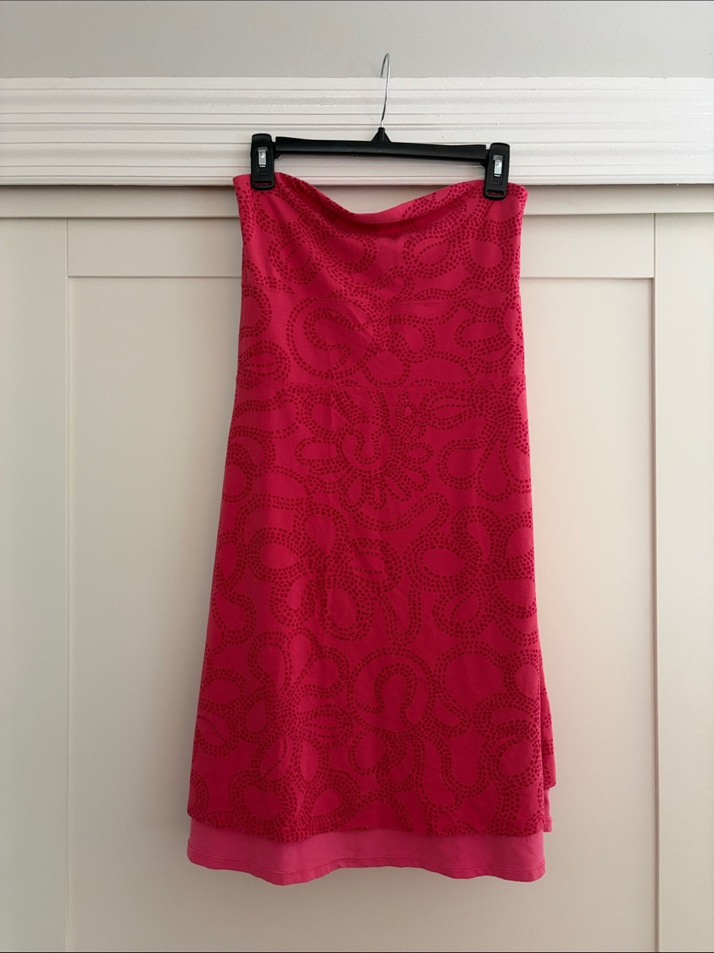 Lululemon Hot Pink Reversible Patterned/Solid Strapless Dress-Size Large